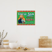 Oom Sam Apple Label (groen) - Wapato, WA Poster (Keuken)