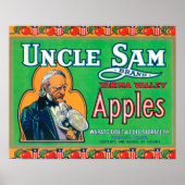 Oom Sam Apple Label (groen) - Wapato, WA Poster (Voorkant)