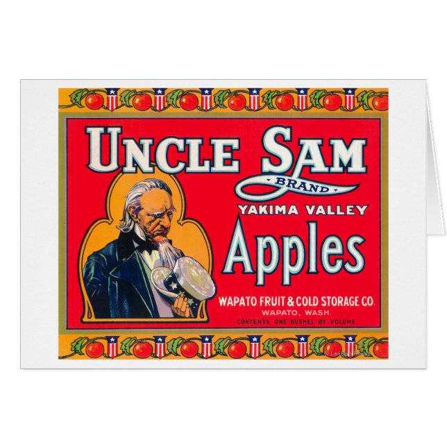 Oom Sam Apple Label (rood) - Wapato, WA (Voorkant Horizontaal)