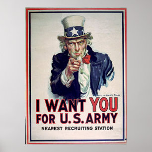 Oom Sam Army — Afdruk 1915 Poster