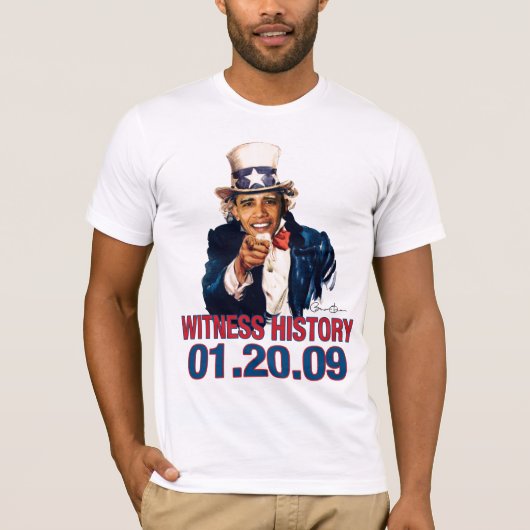 Oom Sam - Barack Obama Getuige Geschiedenis 01.20. T-shirt (Voorkant)