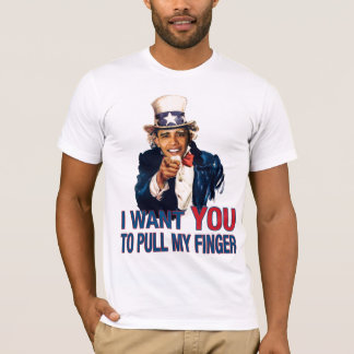 Oom Sam Barack Obama trekt mijn vinger uit T-shirt