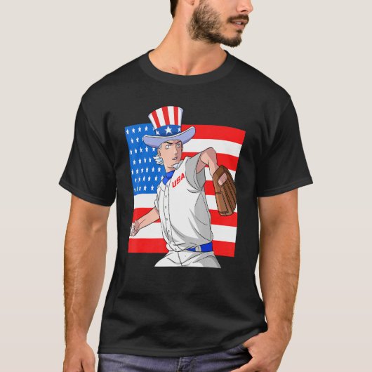 Oom Sam Baseball Pitcher 4 juli Amerikaanse FL T-shirt (Voorkant)