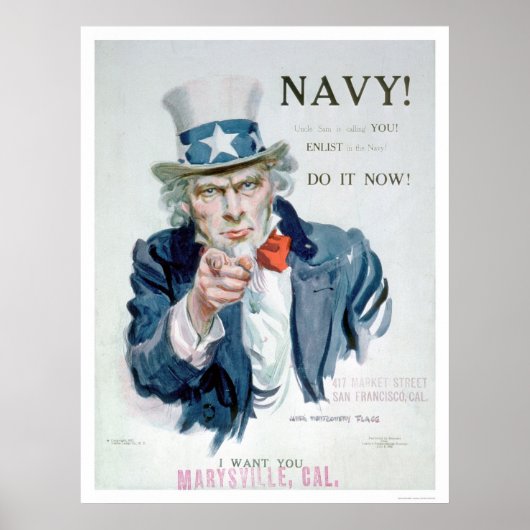 Oom Sam belt je! Enlist Navy (US02148B) Poster (Voorkant)