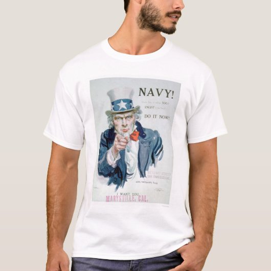Oom Sam belt je! Enlist Navy (US02148B) T-shirt (Voorkant)