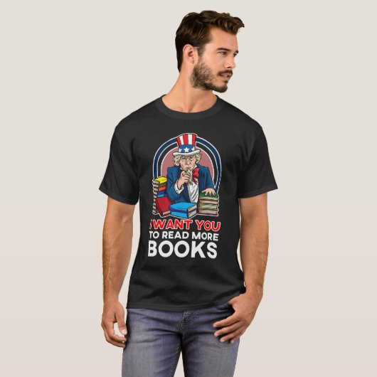 Oom Sam Book Reading Bookworm Ik wil je graag T-shirt (Voorkant volledig)
