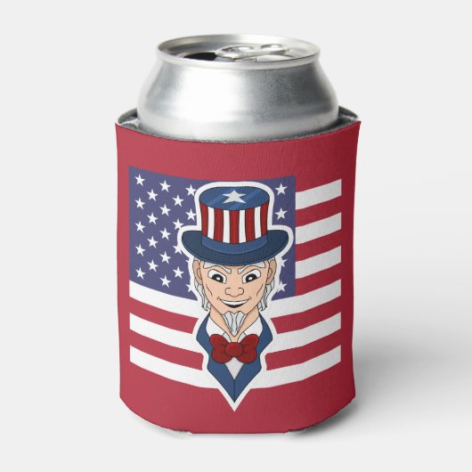 Oom Sam cartoon Blikjeskoeler (Blikje Voorkant)