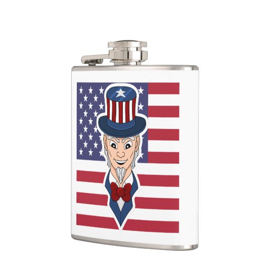 Oom Sam cartoon Heupfles (Links)