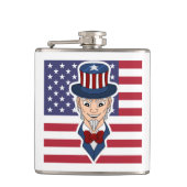 Oom Sam cartoon Heupfles (Voorkant)