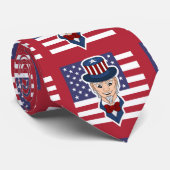 Oom Sam cartoon Stropdas (Opgerold)