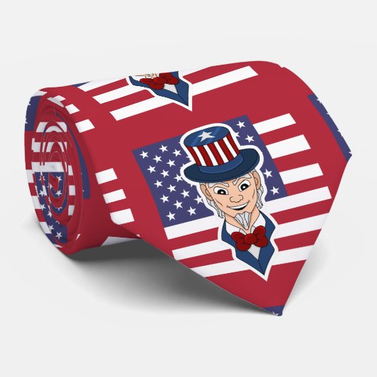 Oom Sam cartoon Stropdas (Opgerold)