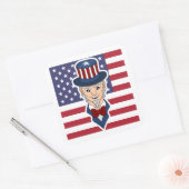 Oom Sam cartoon Vierkante Sticker (Envelop)