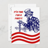 Oom Sam Checking Pocket Watch Party Invitation Uitnodiging Briefkaart (Voorkant / Achterkant)