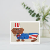 Oom Sam Dachshund uitnodiging Briefkaart (Staand voorkant)