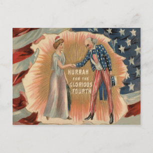 Oom Sam Dame Liberty Amerikaanse vlag Briefkaart