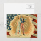 Oom Sam Dame Liberty Amerikaanse vlag Briefkaart (Voorkant / Achterkant)