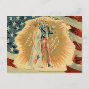 Oom Sam Dame Liberty Amerikaanse vlag Briefkaart