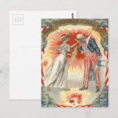Oom Sam Dame Liberty Amerikaanse vlag Vuurwerk Briefkaart (Voorkant / Achterkant)
