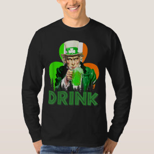 Oom Sam Drink de hele dag Iers bier St Patrick's D T-shirt