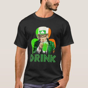 Oom Sam Drink de hele dag Iers bier St Patrick's D T-shirt