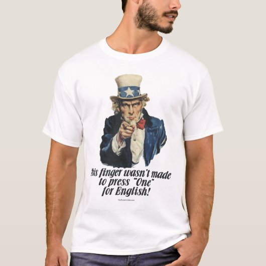 Oom Sam drukt er geen Engels op T-shirt (Voorkant)