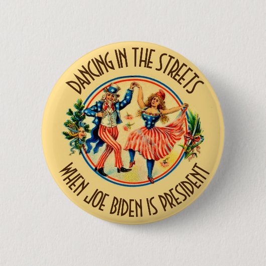 Oom Sam en Lady Liberty Dance voor Biden Ronde Button 5,7 Cm (Voorkant)