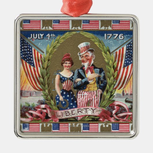 Oom Sam en Lady Liberty Metalen Ornament (Voorkant)