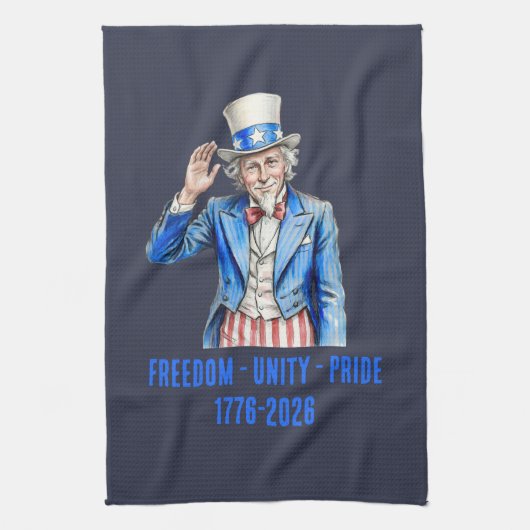 Oom Sam Fijne 4e Juli Patriottisch Theedoek (Verticaal)