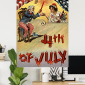 Oom Sam Fireworks Firecracker US Flag Poster (Thuiskantoor)