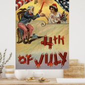 Oom Sam Fireworks Firecracker US Flag Poster (Keuken)