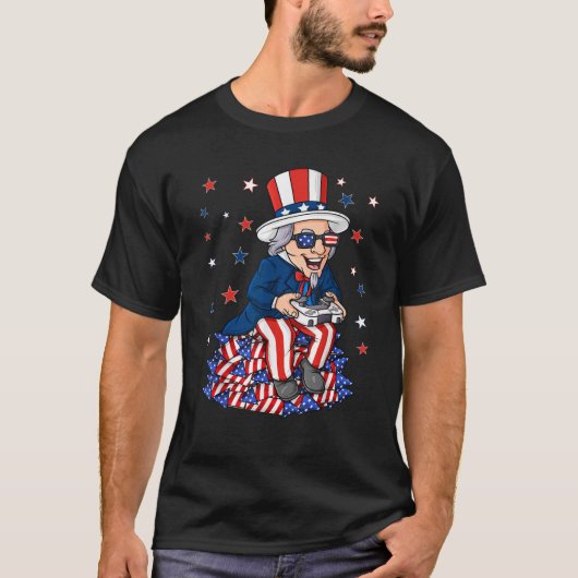 oom Sam Game Controller 4 juli jongens Kinder te T-shirt (Voorkant)