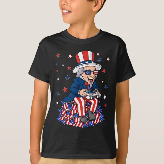 oom Sam Game Controller 4 juli jongens Kinder te T-shirt (Voorkant)