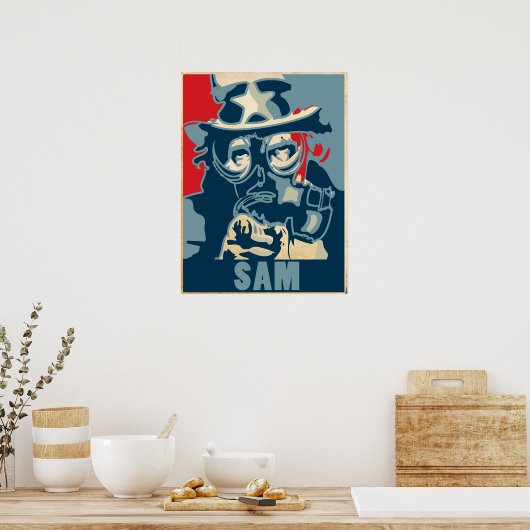 Oom Sam Gas Mask Poster (Keuken)