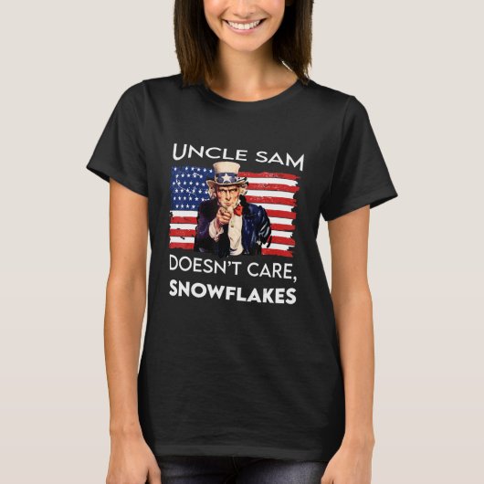 Oom Sam geeft geen Snowflakes American flag_4 T-shirt (Voorkant)