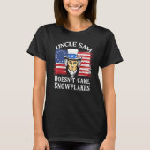 Oom Sam geeft niet om Snowflakes American Flag_6 T-shirt (Voorkant)