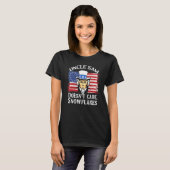 Oom Sam geeft niet om Snowflakes American Flag_6 T-shirt (Voorkant volledig)