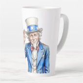 Oom Sam Gelukkig 4 juli Patriottisch Latte Mok (Rechterhoek)