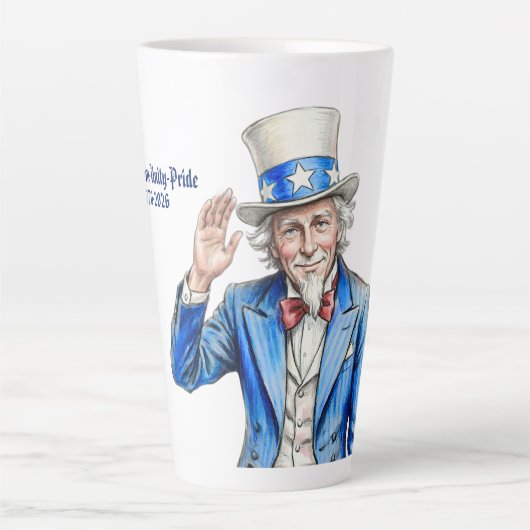 Oom Sam Gelukkig 4 juli Patriottisch Latte Mok (Voorkant)