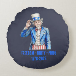 Oom Sam Gelukkig 4 juli Patriottisch Rond Kussen