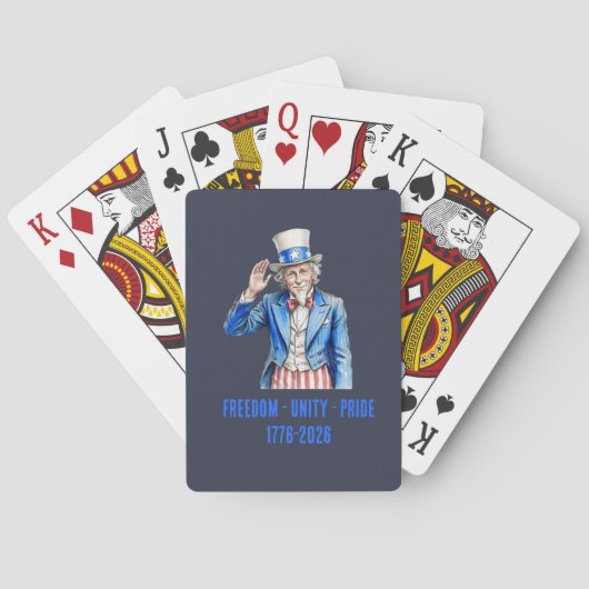 Oom Sam Gelukkige 4 juli Patriottisch Pokerkaarten (Achterkant)