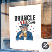 Oom Sam grappig patriottisch bier vector ontwerp_1 Raamsticker (Cafe Raam)