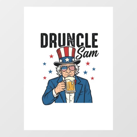 Oom Sam grappig patriottisch bier vector ontwerp_1 Raamsticker (Vel)