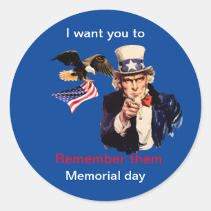 Oom Sam herinnert zich hen, Memorial day 2023 Ronde Sticker