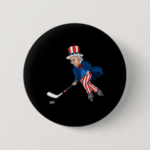 Oom Sam Hockey 4 juli Patriottische jongens Kinder Ronde Button 5,7 Cm