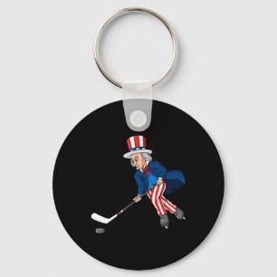 Oom Sam Hockey 4 juli Patriottische jongens Kinder Sleutelhanger