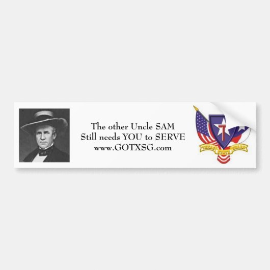 Oom Sam Houston, TXSG Texas State Guard Bumpersticker (Voorkant)
