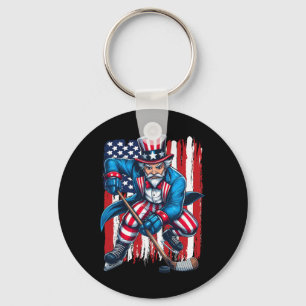 Oom Sam ijshockeyspeler 4 juli Amerikaanse vlag Sleutelhanger