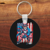 Oom Sam ijshockeyspeler 4 juli Amerikaanse vlag Sleutelhanger (Voorkant)