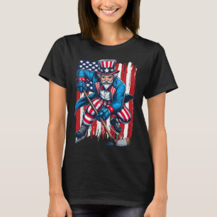 Oom Sam ijshockeyspeler 4 juli Amerikaanse vlag  T-shirt