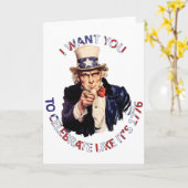 Oom Sam, ik wil dat je feest viert alsof het 1776 Kaart (Gele Bloem)